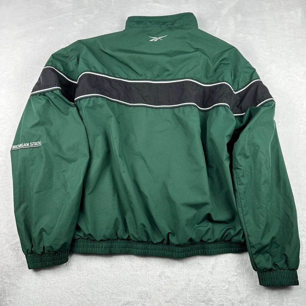 VTG Michigan State Spartans Mens L 1/4 Zip Windbreaker Jacket Reebok Y2K 90s MSU